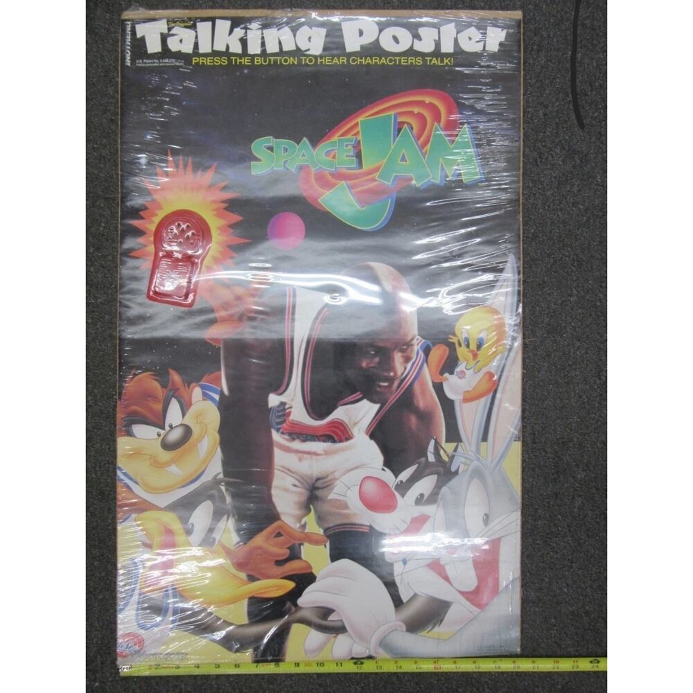 Talking Poster SPACE JAM Michael Jordan Loony Tunes 1996 Warner Brothers Vintage